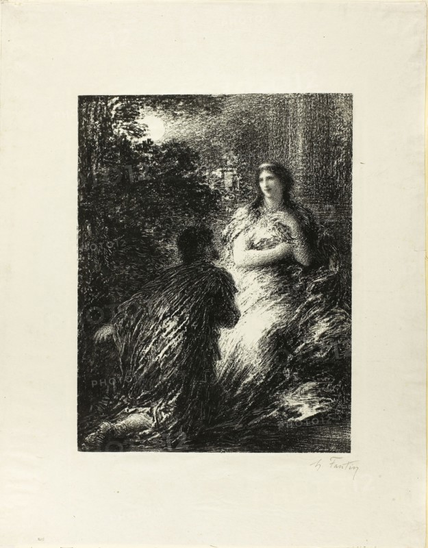 Duet of the Trojans, fifth plate, 1894, Henri Fantin-Latour, French, 1836-1904, France, Lithograph in black on off-white chine, 289 × 222 mm (image), 437 × 348 mm (sheet)