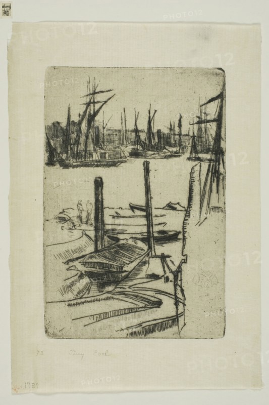 The Tiny Pool, 1876/78, James McNeill Whistler, American, 1834-1903, United States, Etching and drypoint in black ink on cream Japanese paper, 99 x 66 mm (plate), 134 x 93 mm (sheet)