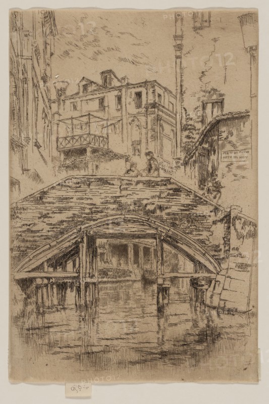 Ponte del Piovan, 1879/80, James McNeill Whistler, American, 1834-1903, United States, Etching and drypoint with foul biting in dark brown ink on cream laid paper, 229 x 153 mm (image, trimmed within plate mark), 237 x 153 mm (sheet)