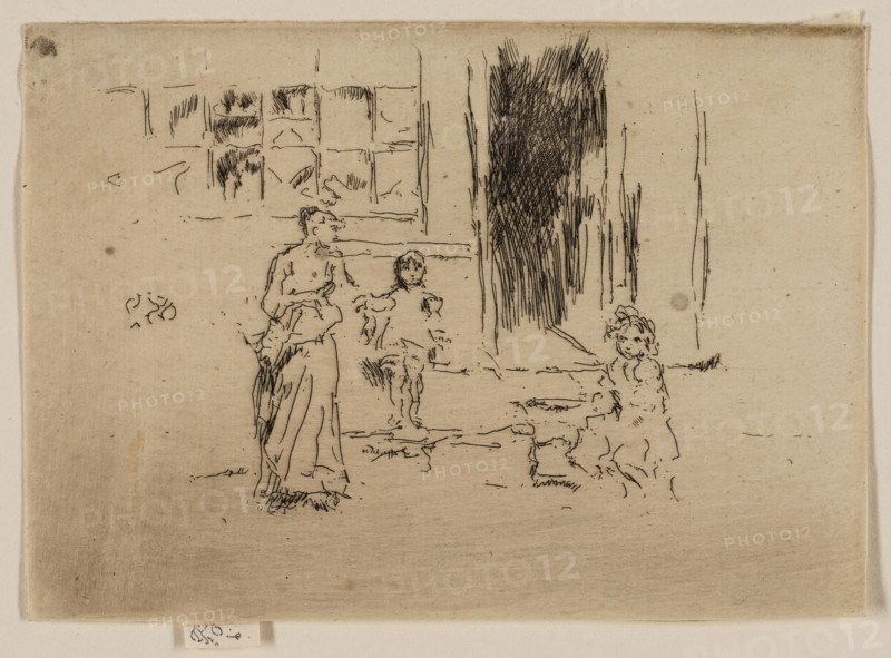 Petticoat Lane, 1887, James McNeill Whistler, American, 1834-1903, United States, Etching and drypoint with foul biting in black ink on ivory laid paper, 94 x 133 mm (image, trimmed within plate mark), 99 x 133 mm (sheet)