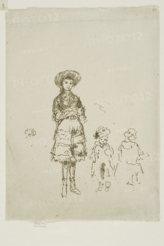 The Little Nurse, Grays Inn, 1887, James McNeill Whistler, American, 1834-1903, United States, Etching with foul biting in black ink on ivory laid paper, 133 x 96 mm (image, trimmed within plate mark), 135 x 96 mm (sheet)