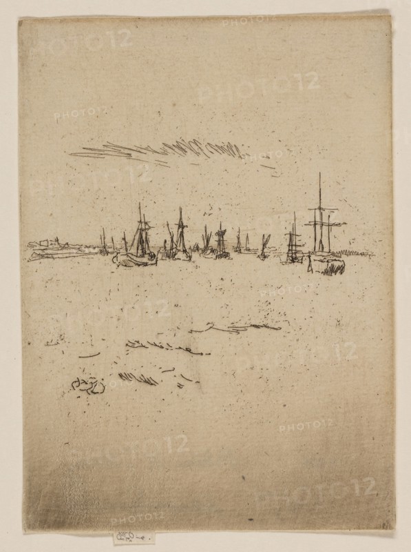 Return to Tilbury, 1887, James McNeill Whistler, American, 1834-1903, United States, Etching and drypoint with foul biting in black ink on cream laid paper, 132 x 96 mm (image, trimmed within plate mark), 134 x 96 mm (sheet)