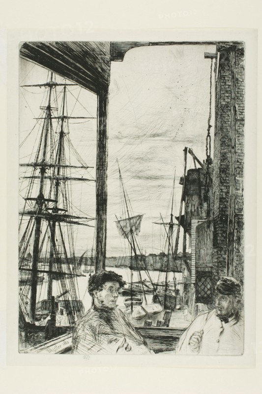 Rotherhithe, 1860, James McNeill Whistler, American, 1834-1903, United States, Etching and drypoint with foul biting in black ink on ivory laid paper, 275 x 200 mm (plate), 296 x 222 mm (sheet)