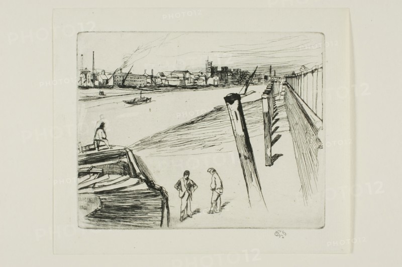 Millbank, 1861, James McNeill Whistler, American, 1834-1903, United States, Etching and drypoint in black ink on ivory laid paper, 101 x 127 mm (plate), 126 x 152 mm (sheet)