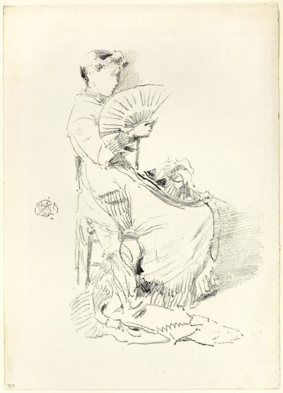The Fan, 1879, James McNeill Whistler, American, 1834-1903, United States, Transfer lithograph in black ink on ivory plate paper, 205 x 160 mm (image), 267 x 192 mm (sheet)
