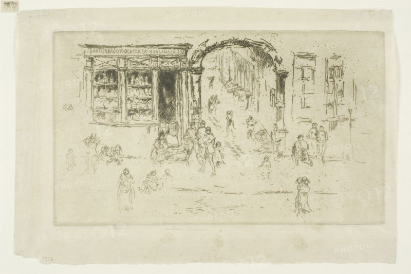 Archway, Brussels, 1887, James McNeill Whistler, American, 1834-1903, United States, Etching with foul biting in black ink on cream Japanese paper, 125 x 215 mm (plate), 165 x 248 mm (sheet)