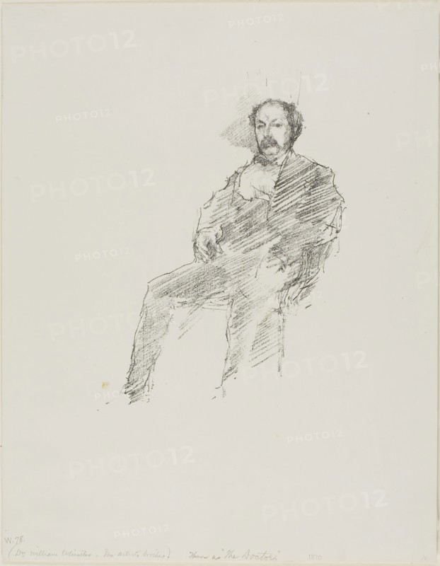 The Doctor, 1894, published 1896, James McNeill Whistler, American, 1834-1903, United States, Transfer lithograph in black on off-white wove paper, 178 x 130 mm (image), 292 x 228 mm (sheet)