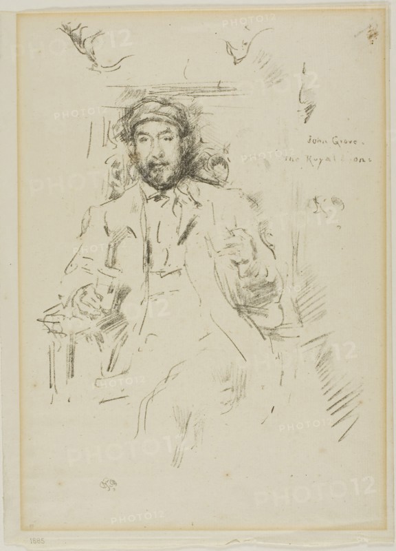 John Grove, 1895, James McNeill Whistler, American, 1834-1903, United States, Transfer lithograph in black on cream laid paper, 207 x 154 mm (image), 250 x 182 mm (sheet), Fifth of November, 1895, James McNeill Whistler, American, 1834-1903, United States, Transfer lithograph in black on cream laid paper, 166 x 165 mm (image), 285 x 230 mm (sheet)