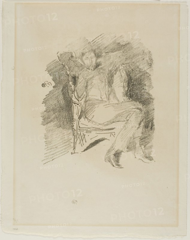 Firelight: Joseph Pennell, No. 1, 1896, James McNeill Whistler, American, 1834-1903, United States, Transfer lithograph in black on cream laid paper, 167 x 140 mm (image), 286 x 228 mm (sheet)