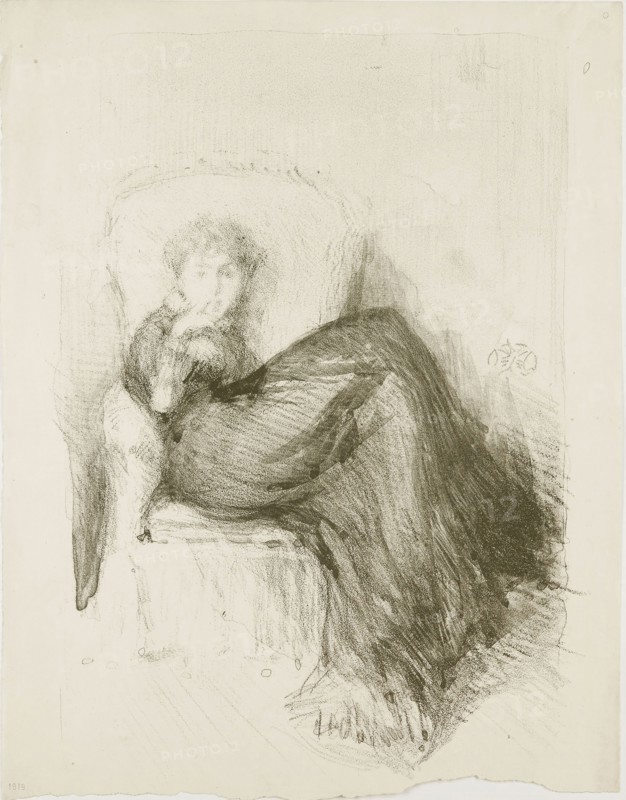 Study: Maud Seated, 1878, James McNeill Whistler, American, 1834-1903, United States, Lithotint in black, with scraping and roulette, on ivory wove proofing paper, 265 x 185 mm (image), 288 x 224 mm (sheet)