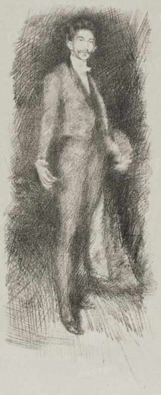 Count Robert de Montesquiou, No. 2, 1894, James McNeill Whistler, American, 1834-1903, United States, Transfer lithograph in black with scraping, on grayish ivory China paper, 227 x 96 mm (image), 364 x 294 mm (sheet)