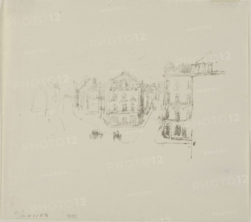 Grand Rue, Dieppe, c. 1891, printed 1904, James McNeill Whistler, American, 1834-1903, United States, Transfer lithograph in black on ivory Japanese paper, 72 x 130 mm (image), 145 x 163 mm (sheet)