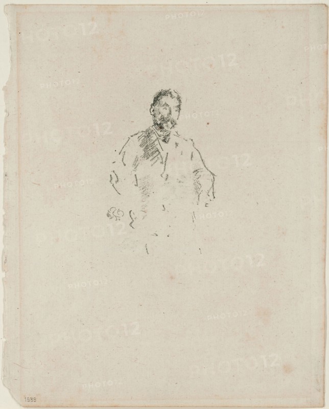 Stephane Mallarmé, No. 2, 1892, James McNeill Whistler, American, 1834-1903, United States, Transfer lithograph in black with scraping, on cream laid paper, 93 x 61 mm (image), 226 x 181 mm (sheet)