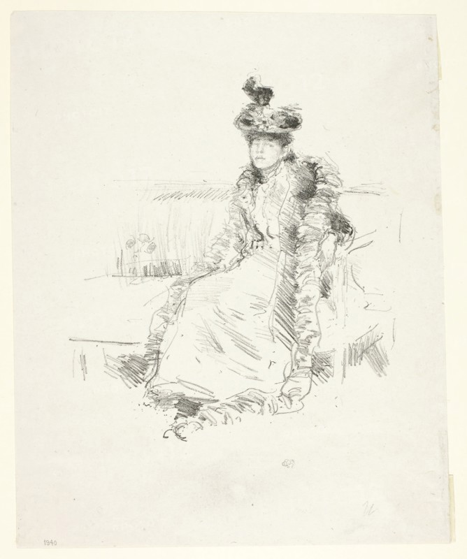 A Lady Seated, 1893, James McNeill Whistler, American, 1834-1903, United States, Lithograph, in black ink, with scraping and touches of brush and tusche, on grayish ivory China paper, 193 x 172 mm (image), 276 x 223 mm (sheet)