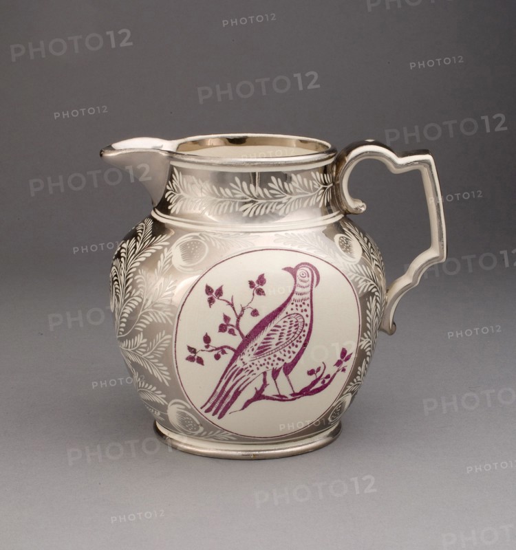 Jug, 1810/20, England, Staffordshire, Staffordshire, Lead-glazed earthenware with lustre decoration, 13.3 x 12.1 cm (5 1/4 x 4 3/4 in.)