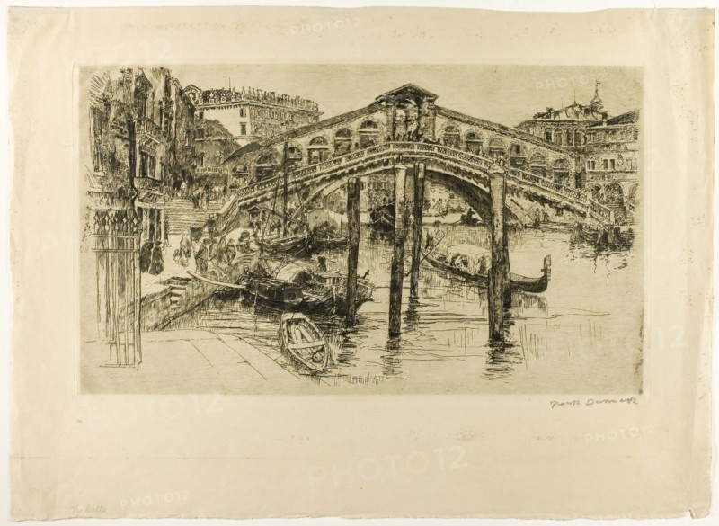 The Rialto, Venice, 1883, Frank Duveneck, American, 1848-1919, United States, Etching, with drypoint, on cream wove paper, 273 x 468 mm (image), 286 x 479 mm (plate), 425 x 586 mm (sheet)