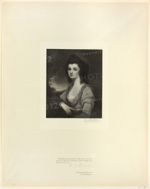 Portrait of Mrs. Davies, from Old English Masters, 1898, printed 1902, Timothy Cole (American, born England, 1852-1931), after George Romney (English, 1734-1802), United States, Wood engraving on chine paper, 435 x 345 mm (sheet)