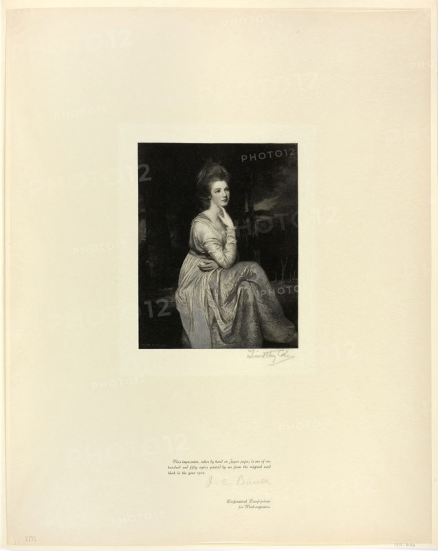 Lady Derby, from Old English Masters, 1898, printed 1902, Timothy Cole (American, born England, 1852-1931), after George Romney (English, 1734-1802), United States, Wood engraving on chine paper, 435 x 345 mm (sheet)