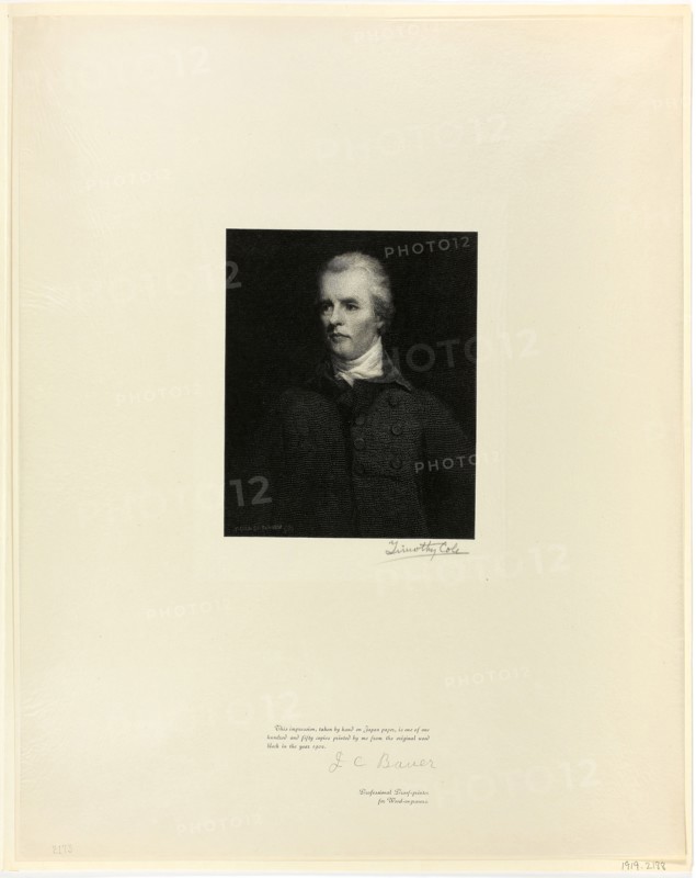 Right Honorable William Pitt, from Old English Masters, 1898, printed 1902, Timothy Cole (American, born England, 1852-1931), after John Hoppner (English, 1758-1810), United States, Wood engraving on chine paper, 435 x 345 mm (sheet)