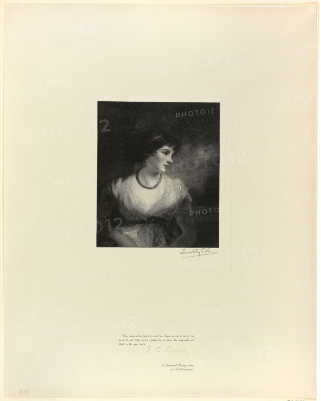 Countess of Oxford, from Old English Masters, 1898, printed 1902, Timothy Cole (American, born England, 1852-1931), after John Hoppner (English, 1758-1810), United States, Wood engraving on chine paper, 435 x 345 mm (sheet)