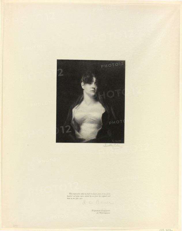 Mrs. R. Scott Moncrieff, from Old English Masters, 1898, printed 1902, Timothy Cole (American, born England, 1852-1931), after Sir Henry Raeburn (Scottish, 1756-1823), United States, Wood engraving on chine paper, 435 x 345 mm (sheet)