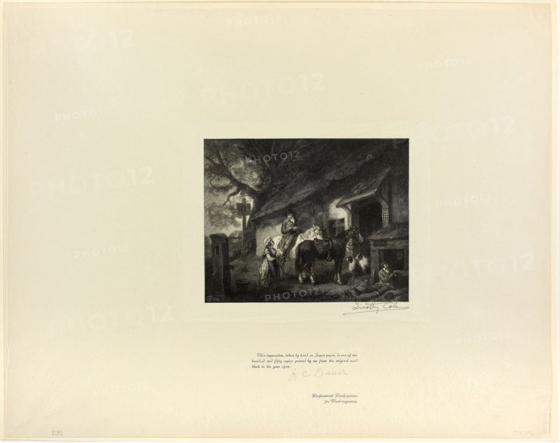 The Halt, from Old English Masters, 1900, printed 1902, Timothy Cole (American, born England, 1852-1931), after George Morland (English, 1763-1804), United States, Wood engraving on chine paper, 435 x 345 mm (sheet)