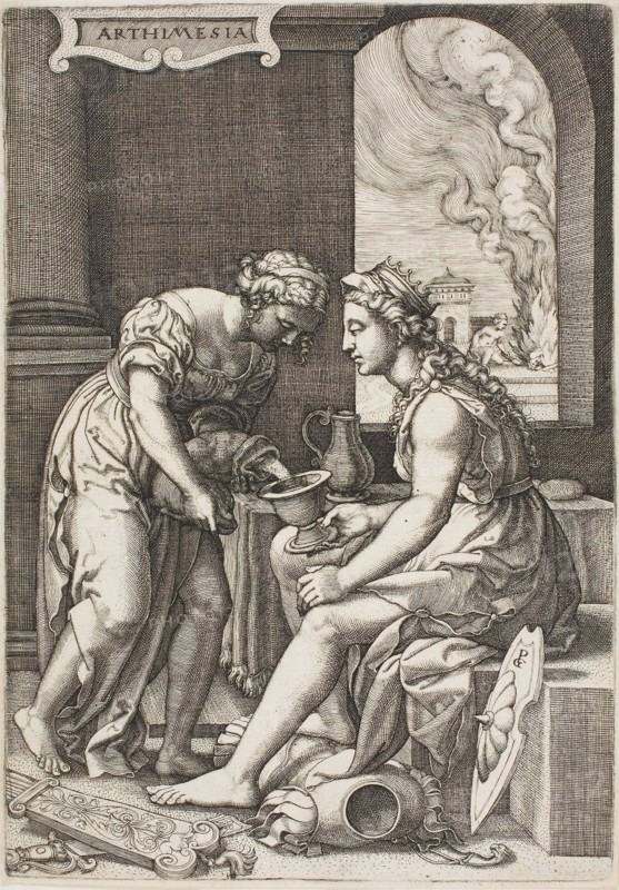 Artemisia, c. 1539, Georg Pencz, German, c. 1500-1550, Germany, Engraving in black on ivory laid paper, 197 x 137 mm (image/plate/sheet)