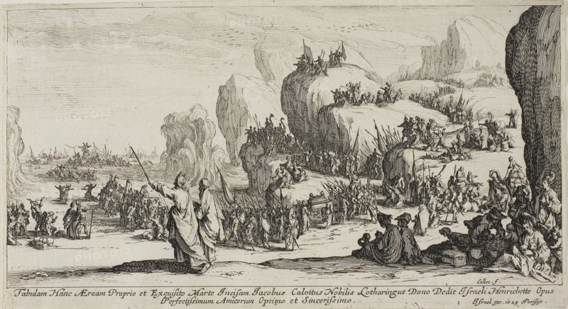 The Passage of the Red Sea, 1628–30, Jacques Callot, French, 1592-1635, France, Etching on paper, 127 × 233 mm (sheet, plate slightly trimmed)