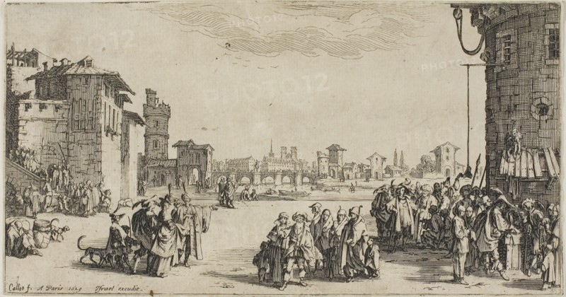 The Slave Market, 1629, Jacques Callot, French, 1592-1635, France, Etching on paper, 114 × 217 mm (image/sheet, cut within plate mark)