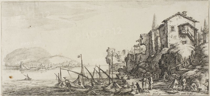 Returning from the Hunt, from Various Scenes Designed in Florence, 1618–20, Jacques Callot (French, 1592-1635), engraved by Jean De Médicis (French, 17th century), France, Etching on paper, 111 × 245 mm (image), 115 × 246 mm (sheet)