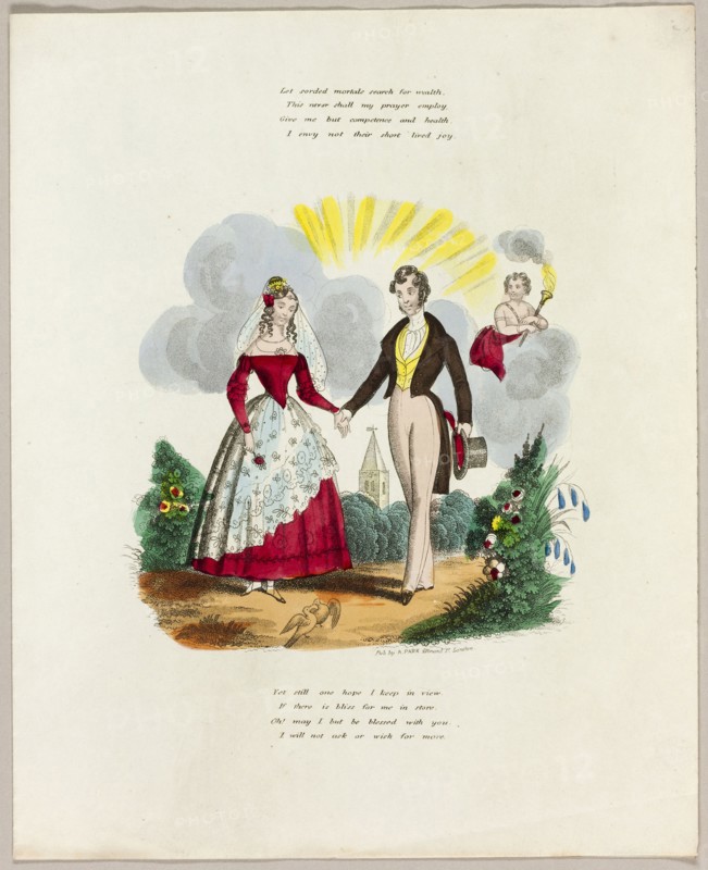 Let Sordid Mortals Search for Wealth (valentine), c. 1842, Unknown Artist (English, 19th century), published by A. Park (English, 19th century), England, Lithograph with hand-coloring on ivory wove paper, 253 × 205 mm (folded sheet)