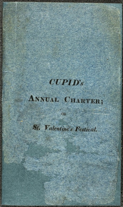 Cupid’s Annual Charter, n.d., Unknown Artist (English, 19th century), published by W. Perks (English, 19th century), England, Book containing one lithograph with hand-coloring and text on nine sheets of off-white laid paper, with a cover of blue laid paper, 188 × 111 mm (folded sheet)