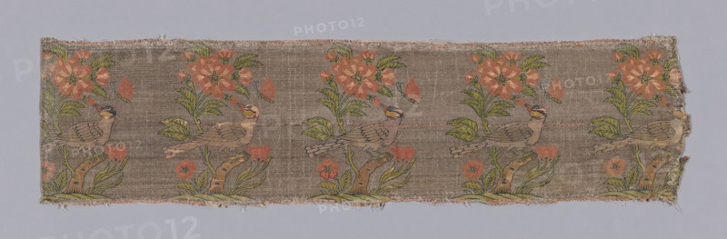 Dress or Furnishing Fabric, late 17th century, Iran, Iran, Silk, gilt-metal-strip-wrapped silk and silver-metal-strip-wrapped silk, twill weave foundation with supplementary twill weave and brocading wefts, 16.5 x 64.7 cm (6 1/2 x 25 1/2 in.)