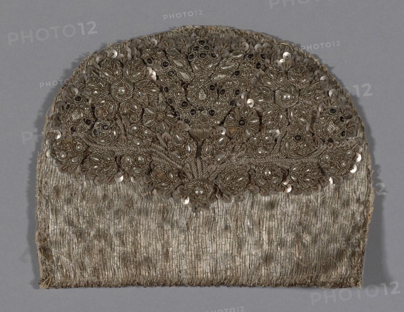 Cap Back, 19th century, Austria, Austria, couching, 13.4 × 16.5 cm (5 1/4 × 6 1/2 in.)