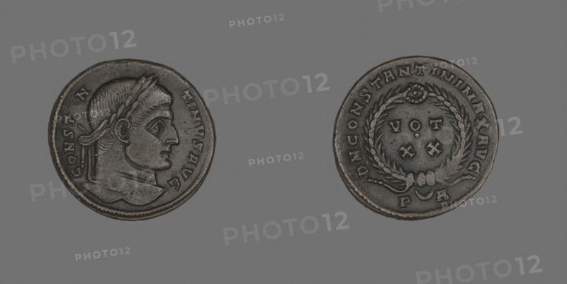 Coin Portraying Emperor Constantine I, AD 321, Roman, minted in Arles, Roman Empire, Bronze, Diam. 1.9 cm, 3.07 g