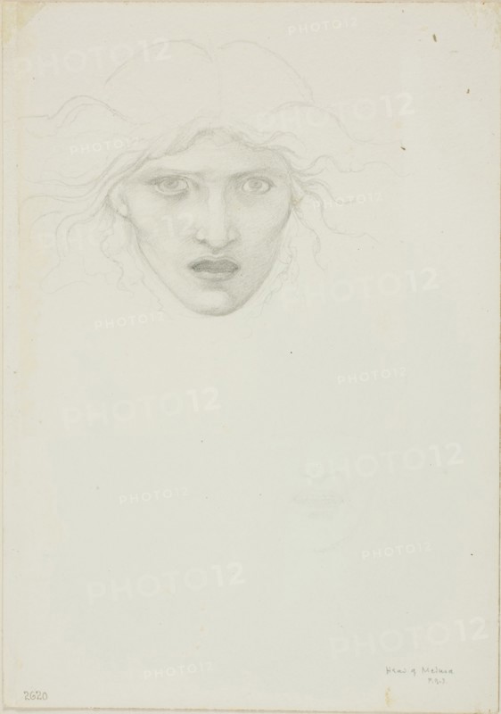 Study for Rondanini Medusa, c. 1873–77, Sir Edward Burne-Jones, English, 1833-1898, England, Graphite on ivory wove paper, 253 × 178 mm