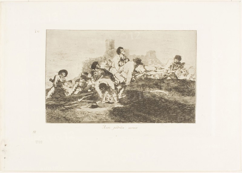 They Can Still be of Use, plate 24 from The Disasters of War, 1810/12, published 1863, Francisco José de Goya y Lucientes, Spanish, 1746-1828, Spain, Etching and burnishing on ivory wove paper with gilt edges, 132 x 213 mm (image), 160 x 257 mm (plate), 240 x 340 mm (sheet)