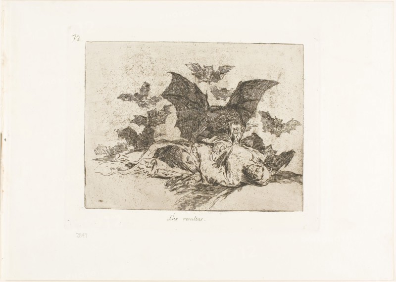 The Consequences, plate 72 from The Disasters of War, 1815/20, published 1863, Francisco José de Goya y Lucientes, Spanish, 1746-1828, Spain, Etching on ivory wove paper with gilt edges, 144 x 188 mm (image), 175 x 215 mm (plate), 240 x 337 mm (sheet)