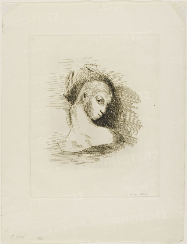 Perversity, 1891, Odilon Redon, French, 1840-1916, France, Etching on ivory laid paper, 210 × 165 mm (plate), 310 × 240 mm (sheet)