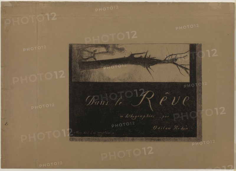 Cover-Frontispiece, from In Dreams, 1879, Odilon Redon, French, 1840-1916, France, Lithograph on tan wove paper, 302 × 223 mm