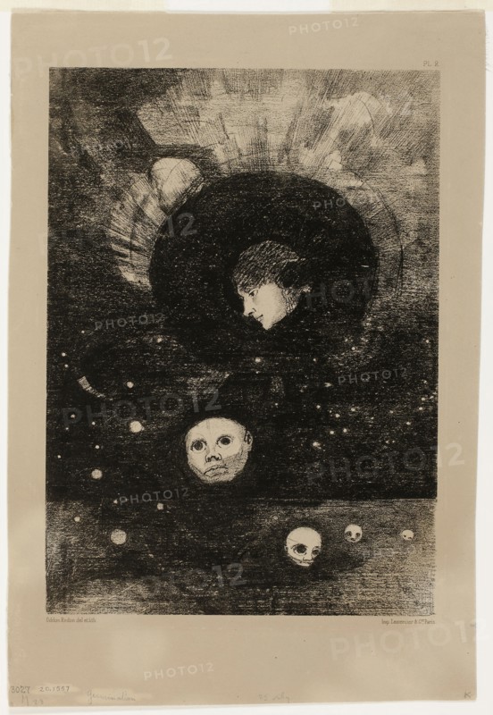 Germination, plate two from In Dreams, 1879, Odilon Redon, French, 1840-1916, France, Lithograph on tan wove paper, 273 × 195 mm