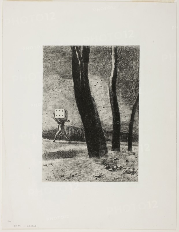 The Gambler, plate five from In Dreams, 1879, Odilon Redon, French, 1840-1916, France, Lithograph on mounted ivory China paper, 273 × 193 mm