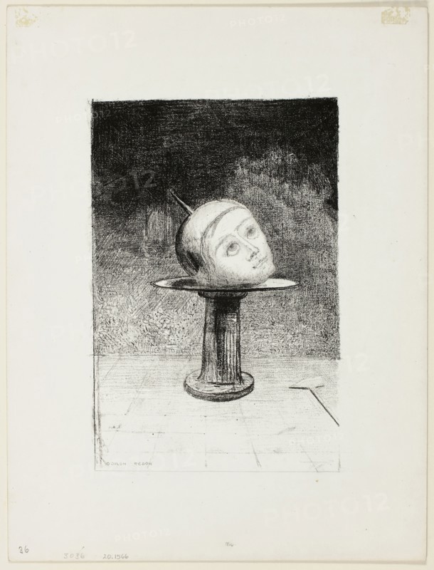 On the Dish, plate ten from In Dreams, 1879, Odilon Redon, French, 1840-1916, France, Lithograph in black on ivory wove paper, 244 × 160 mm (image), 360 × 272 mm (sheet)