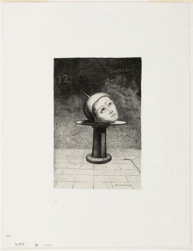 On the Dish, plate ten from In Dreams, 1879, Odilon Redon, French, 1840-1916, France, Lithograph on mounted ivory China paper, 244 × 163 mm