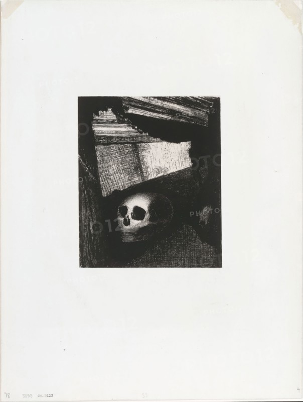 A Man of the People, a Savage, from The Juror, 1887, Odilon Redon, French, 1840-1916, France, Lithograph on cream chine collé, laid down on white wove paper, 183 × 137 mm (chine), 434 × 306 mm (sheet)