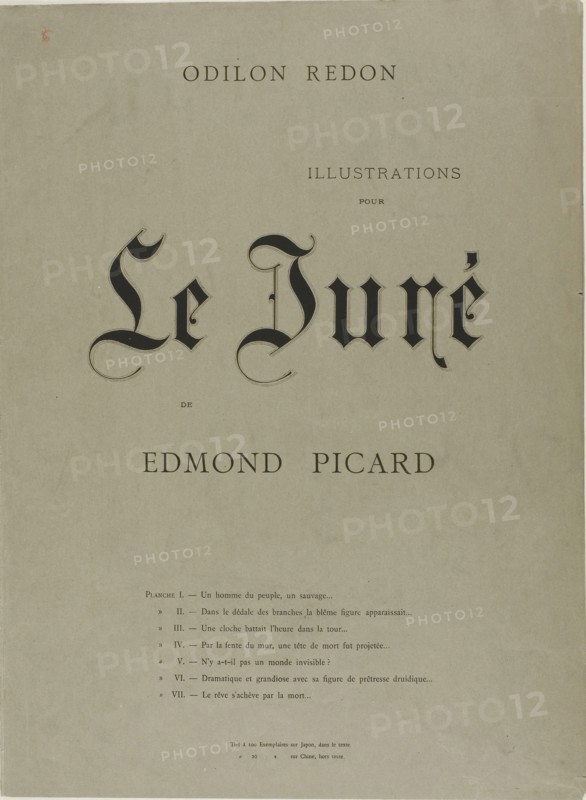 Cover for Le Juré, 1887, Odilon Redon, French, 1840-1916, France, Bi-fold portfolio cover with text lithographed in black on gray wove paper, 432 × 318 mm