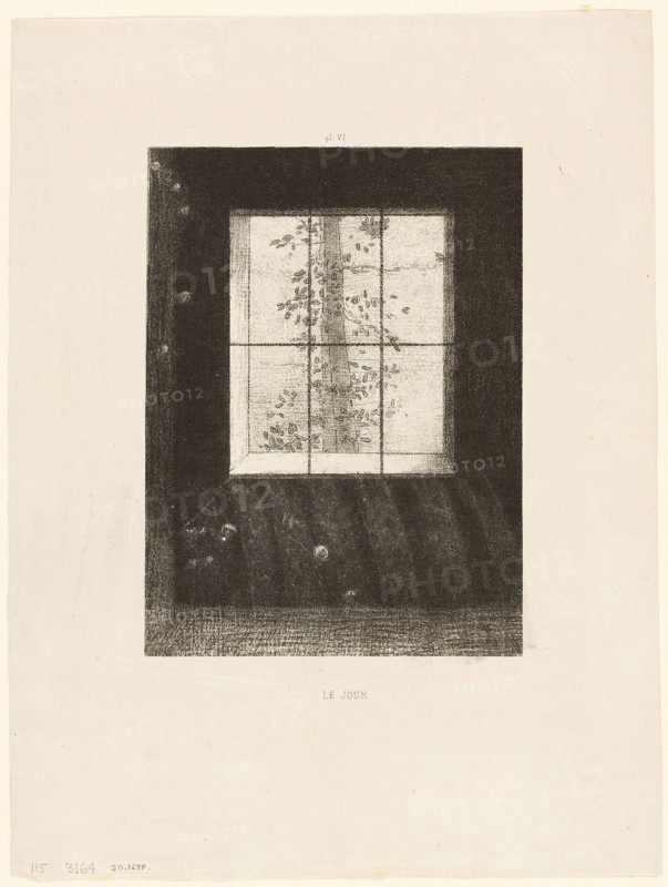 Day, plate 6 from Dreams, 1891, Odilon Redon, French, 1840-1916, France, Lithograph on greyish-ivory China paper, 210 × 157 mm (image), 355 × 268 mm (sheet)