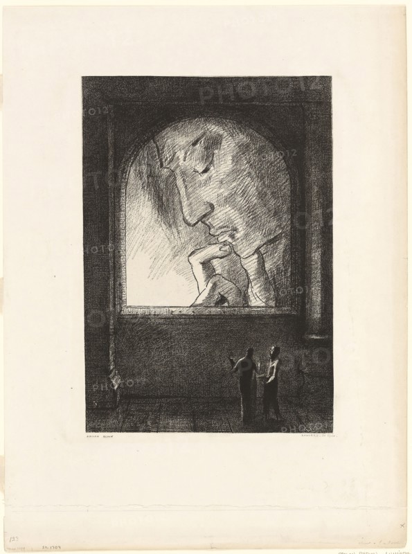 Light, 1893, Odilon Redon, French, 1840-1916, France, Lithograph in black on cream China paper laid down on cream wove paper, 393 × 272 mm (image/chine), 600 × 443 mm (sheet)