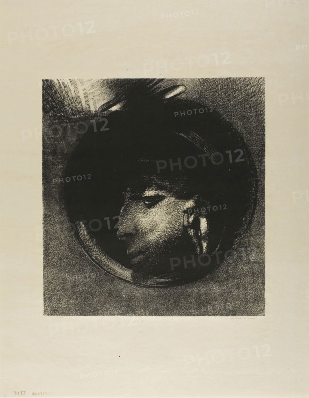 Auricular Cell, 1894, Odilon Redon, French, 1840-1916, France, Lithograph, with scraping on stone, in black on tan Japanese paper, 269 × 251 mm (image), 453 × 349 mm (sheet)