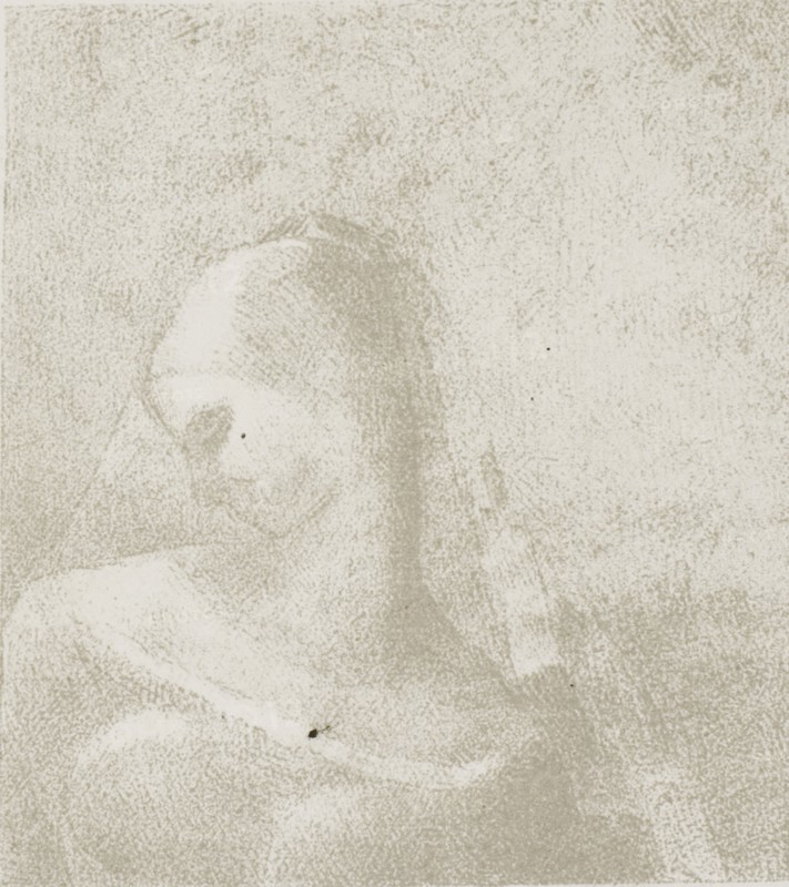 Helen, Ennoia, plate 10 of 24, 1896, Odilon Redon, French, 1840-1916, France, Lithograph in gray-green on heavy ivory wove paper, 93 × 83 mm (image), 261 × 178 mm (sheet)